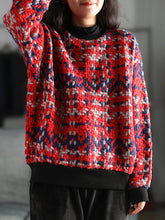 Women Retro All Match Round Neck Loose Sweater